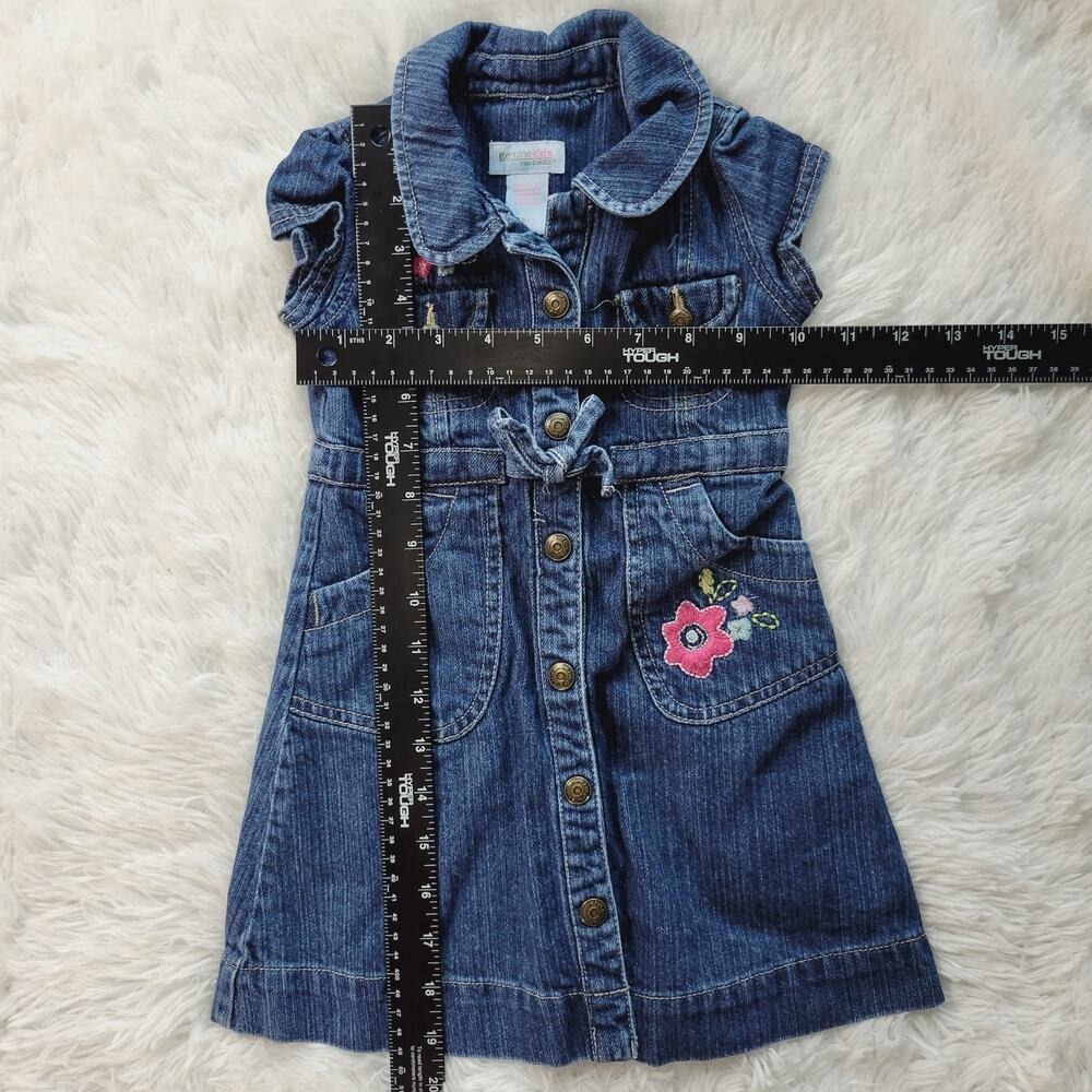 Genuine Kids from OshKosh Girls Blue Denim Floral Button Dress Size 2T - Picture 8 of 9